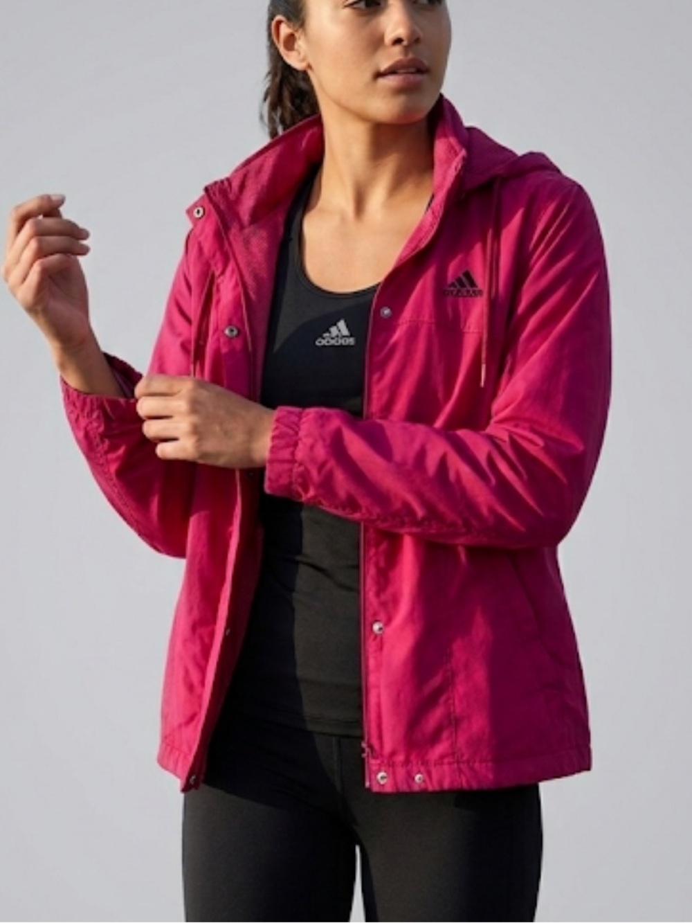 Adidas Hot Pink Hooded Windbreaker Jacket